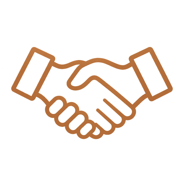 Copper handshake icon representing personalised HR support