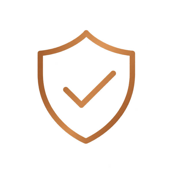 Copper shield with checkmark representing practical workplace compliance
